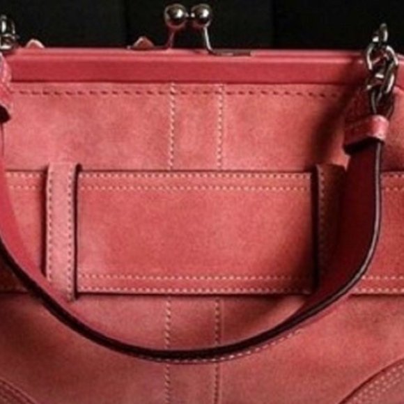 Vintage Coach Framed Kisslock BOLSA DE GAMUZA Satchel - Picture 5 of 5